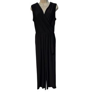 Nik and Nash Women’s Cross‎ V-Neck Sleeveless Jumpsuit Color Black Size L